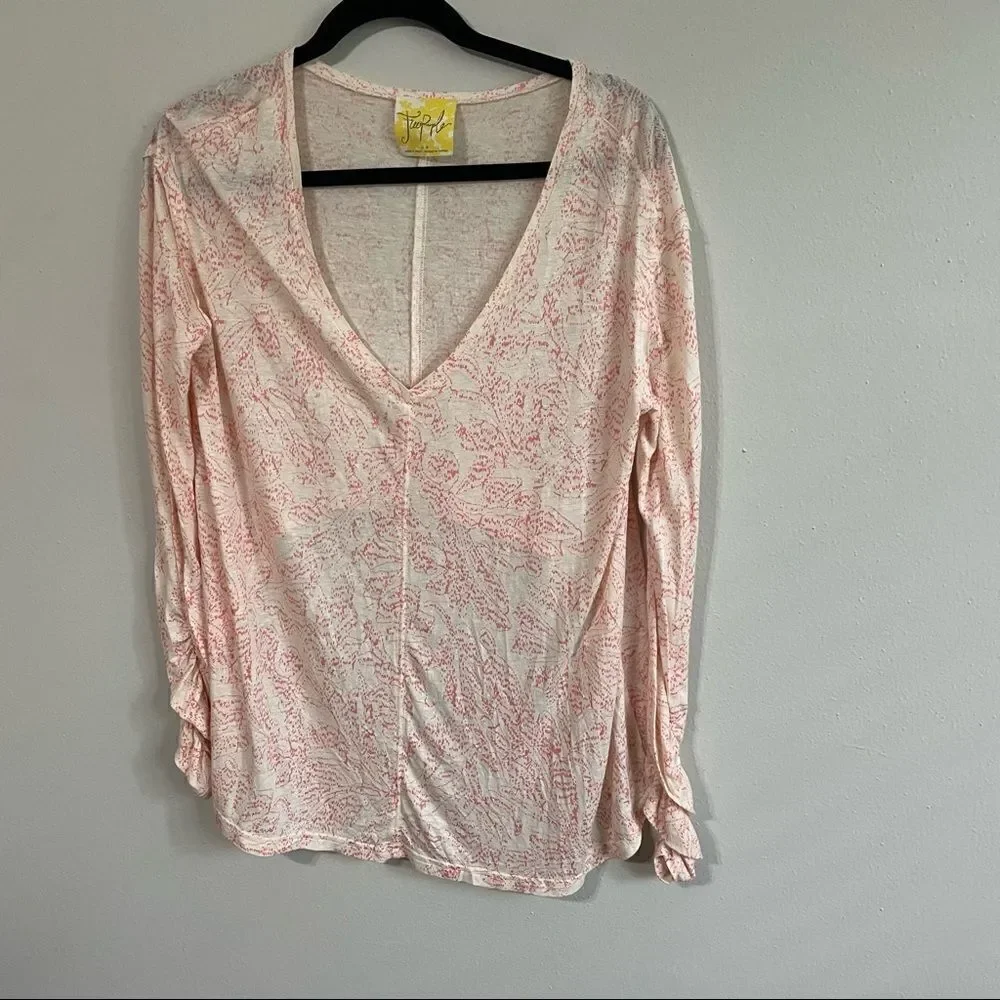 Revolve Free People Sahara Printed Asymmetrical Hem Blouse, Ivory Combo XS